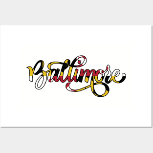 Baltimore Maryland Flag Script Posters and Art